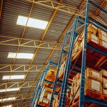 Palletized boxes on warehouse racking