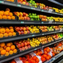 Shelves of fresh fruit