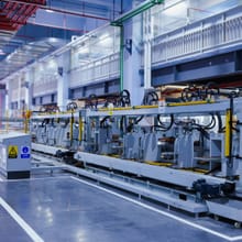 Manufacturing line inside a factory